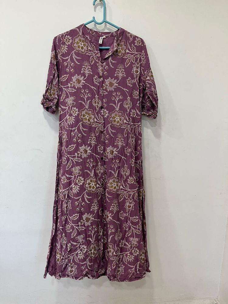 Purple Floral Print Kurta