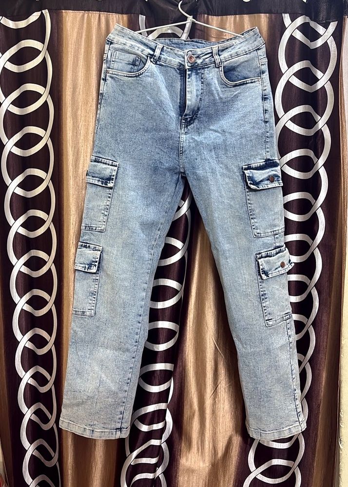 Womens blue Cargo Jeans