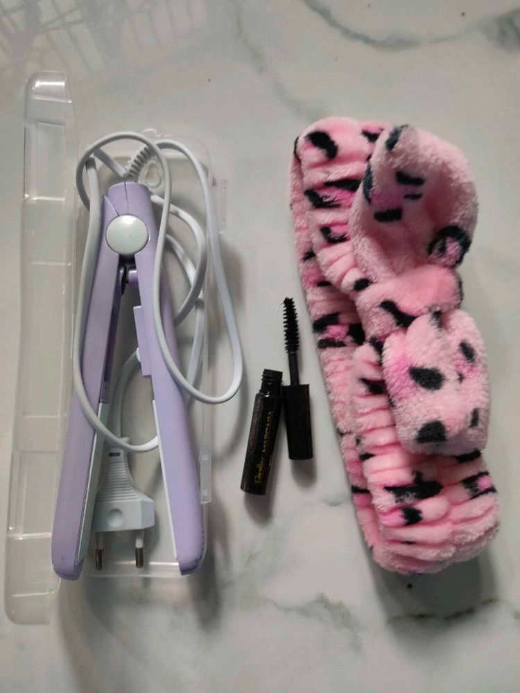 Mini Hair Straightener, Mascara &amp; Hairband