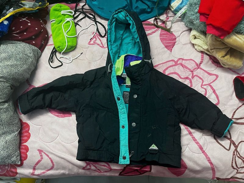 Kids Black Puffer Winter Jacket
