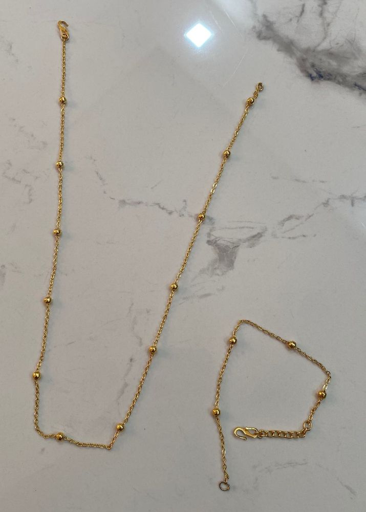 Elegant Gold plated Beaded Necklace &amp; Bracelet Set