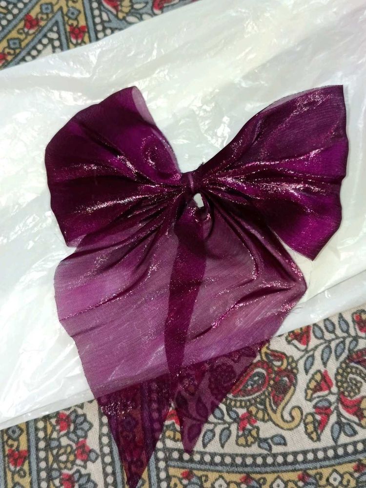 Purple Organza Bow Hair Clip