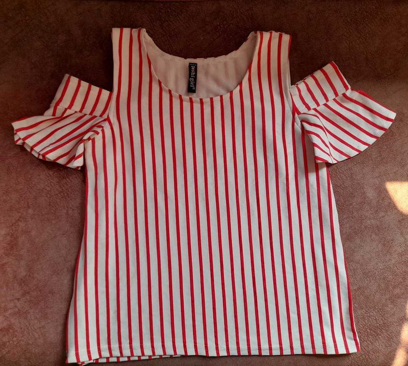 Striped Cold Shoulder Top