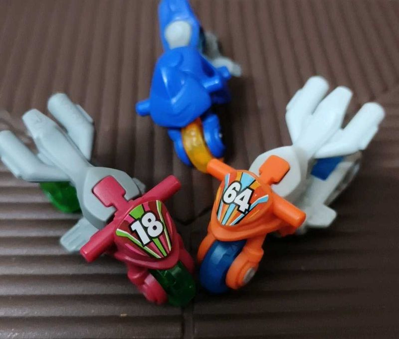 set of 3 kinder Joy racer edition bike toys
