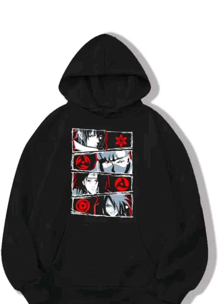 Anime Print Black Hoodie