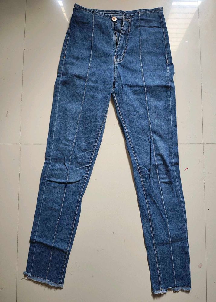 High-Waisted Blue Denim Jeans