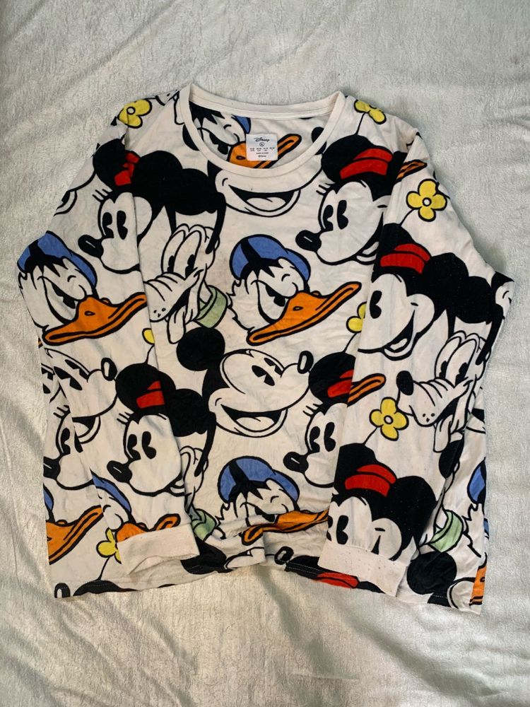 Disney Vintage Mickey Mouse Print Long Sleeve Top