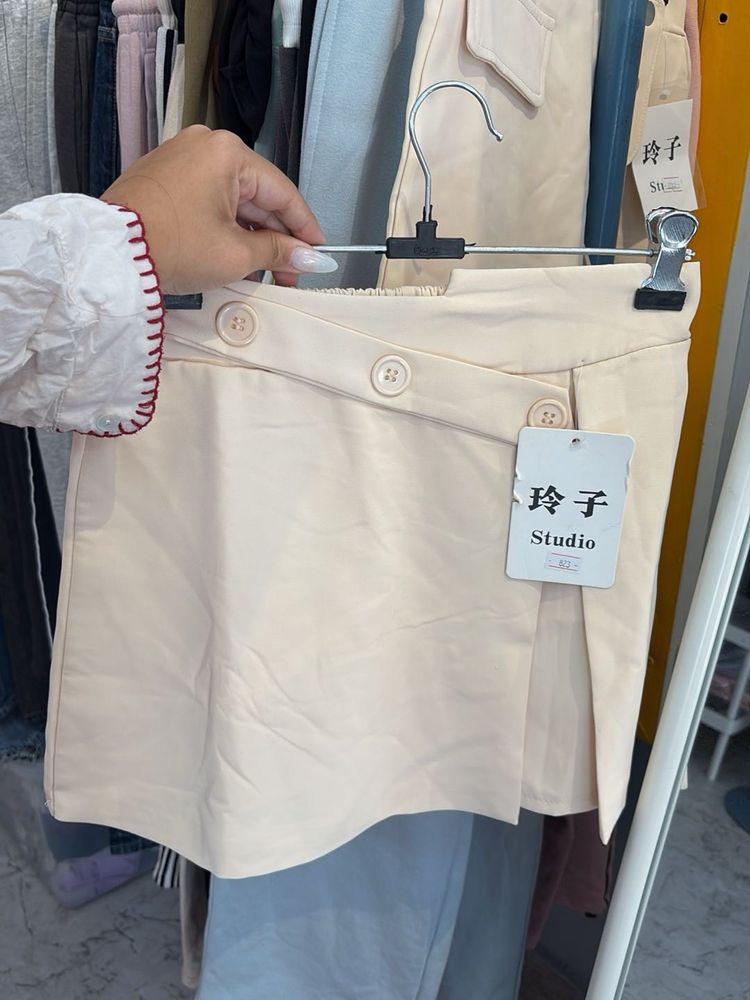 Stylish Asymmetrical Beige Skirt