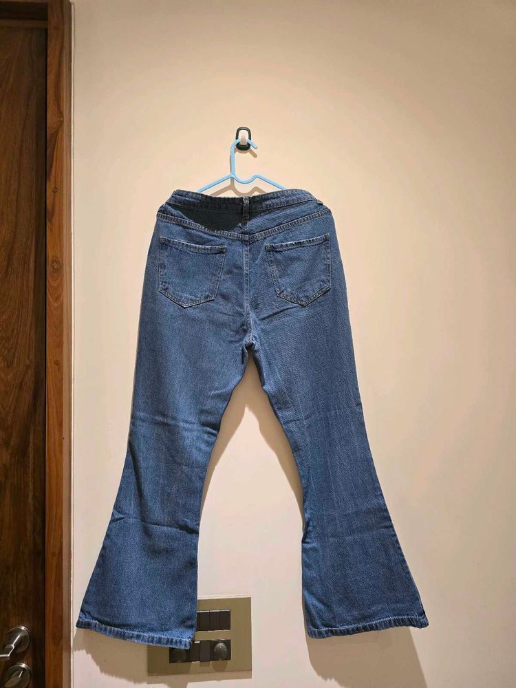 Flared Blue Denim Jeans