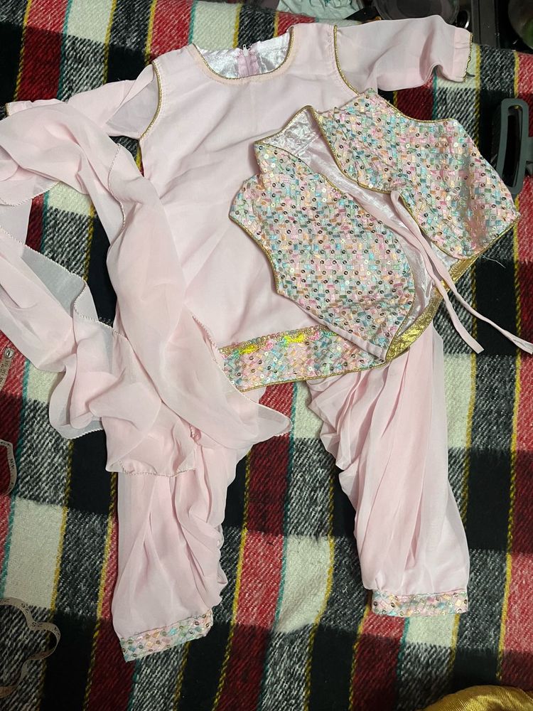 Pink Girls Salwar Kameez with Vest