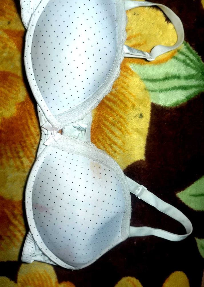 silk White Polka Dot Bra