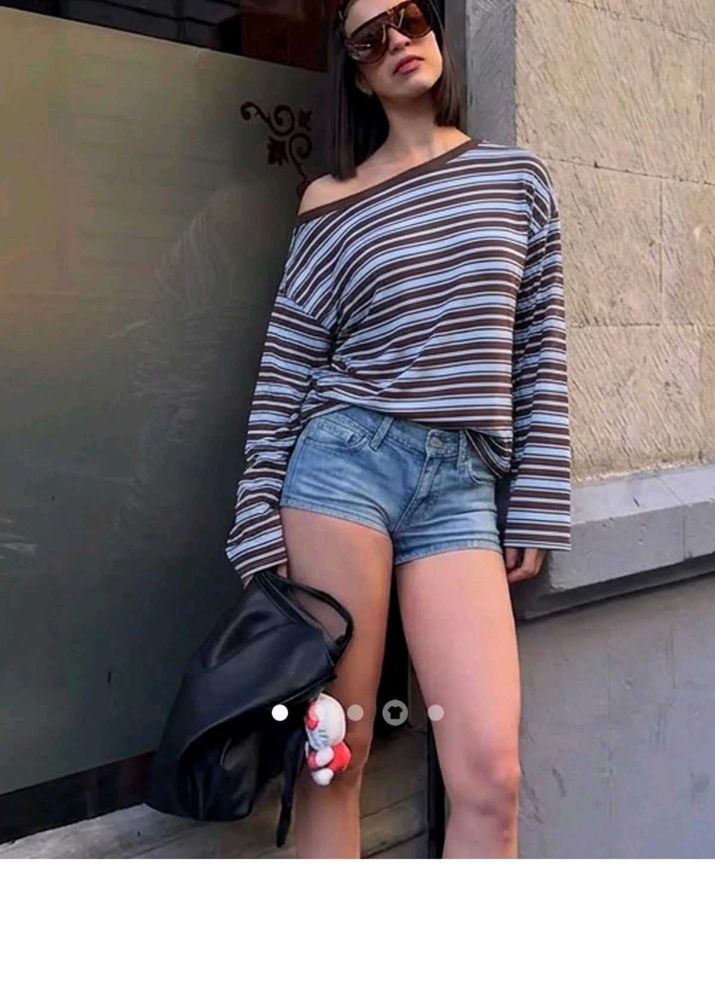 Striped Asymmetric Pullover T-Shirt