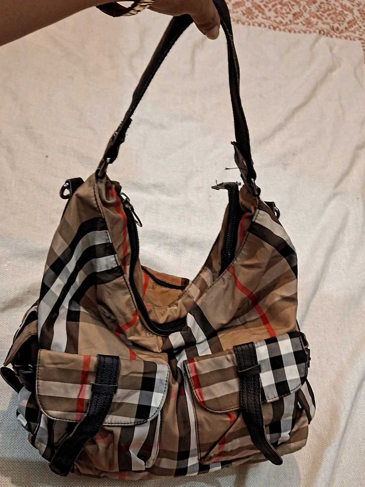 Designer Plaid Hobo Bag