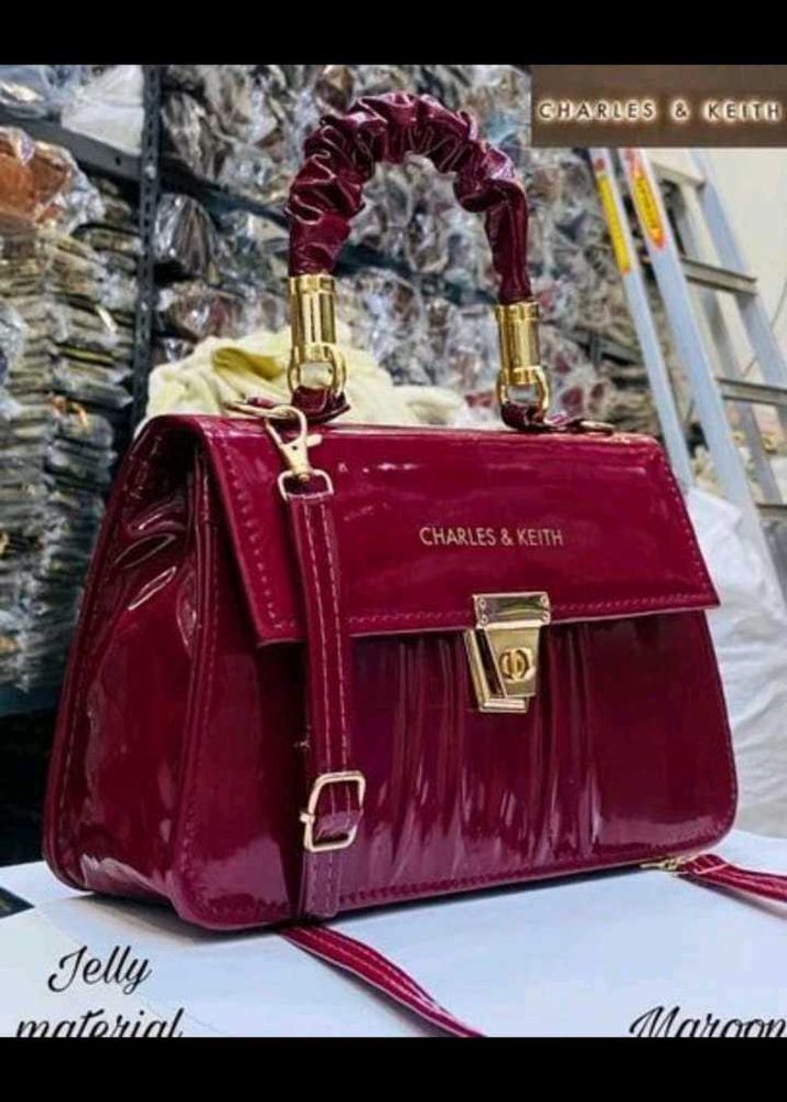 Stylish Maroon Patent Handbag