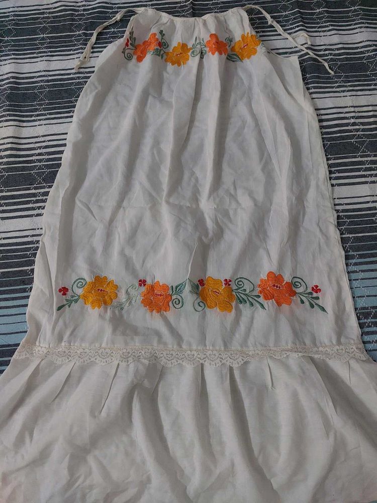 Embroidered White Ethnic Gown