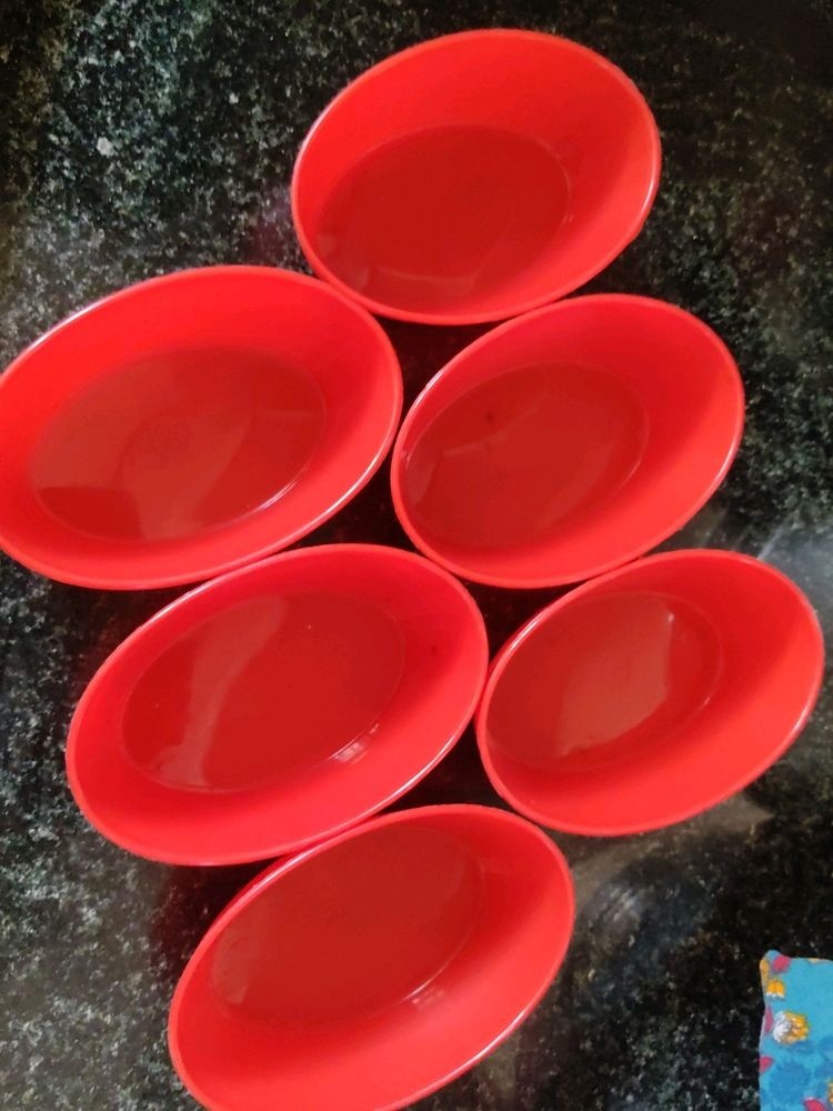 Oval Shape Red Snack Bowls