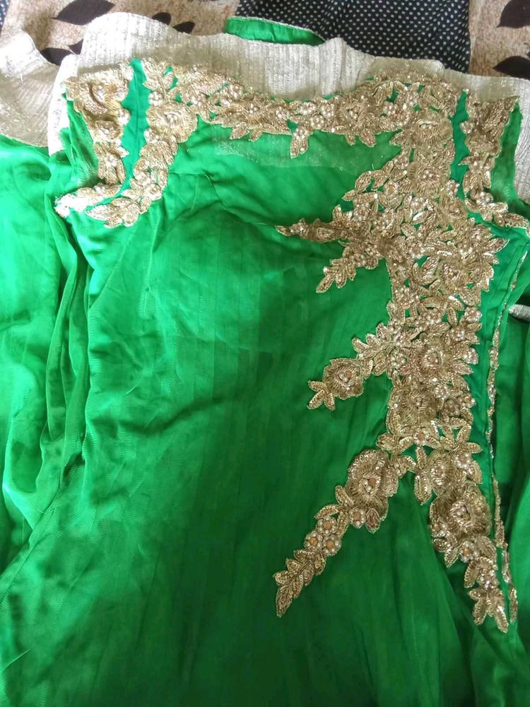 Exquisite Green party dress with Gold Embellishmen