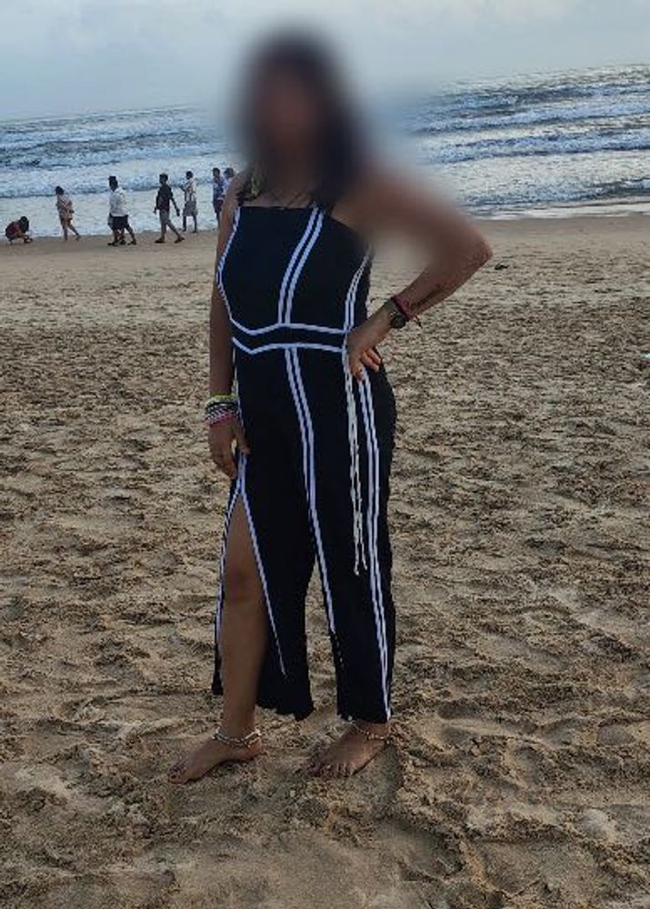 Stylish Black Jumpsuit with White Stripes