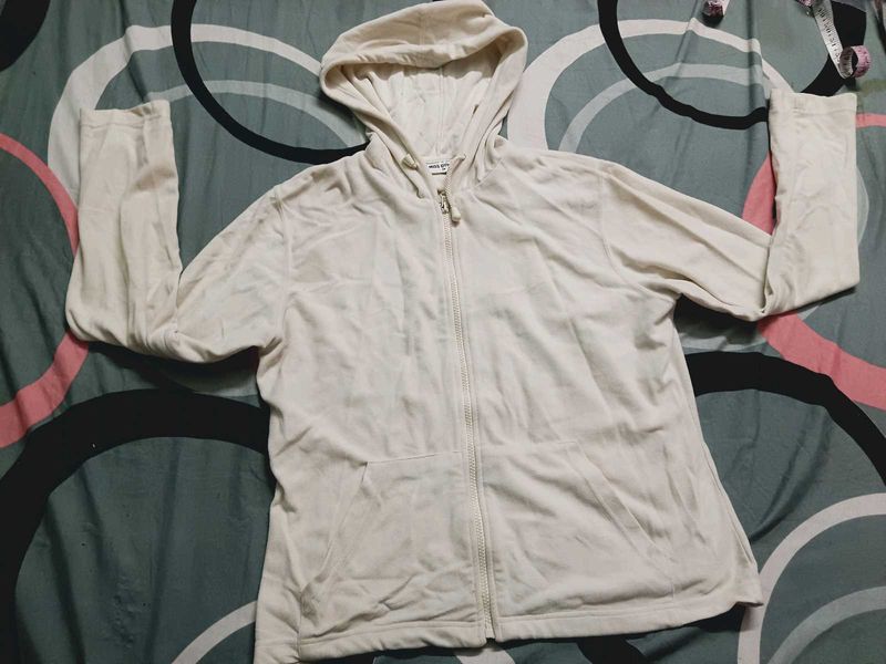 Cream Zip-Up Hoodie