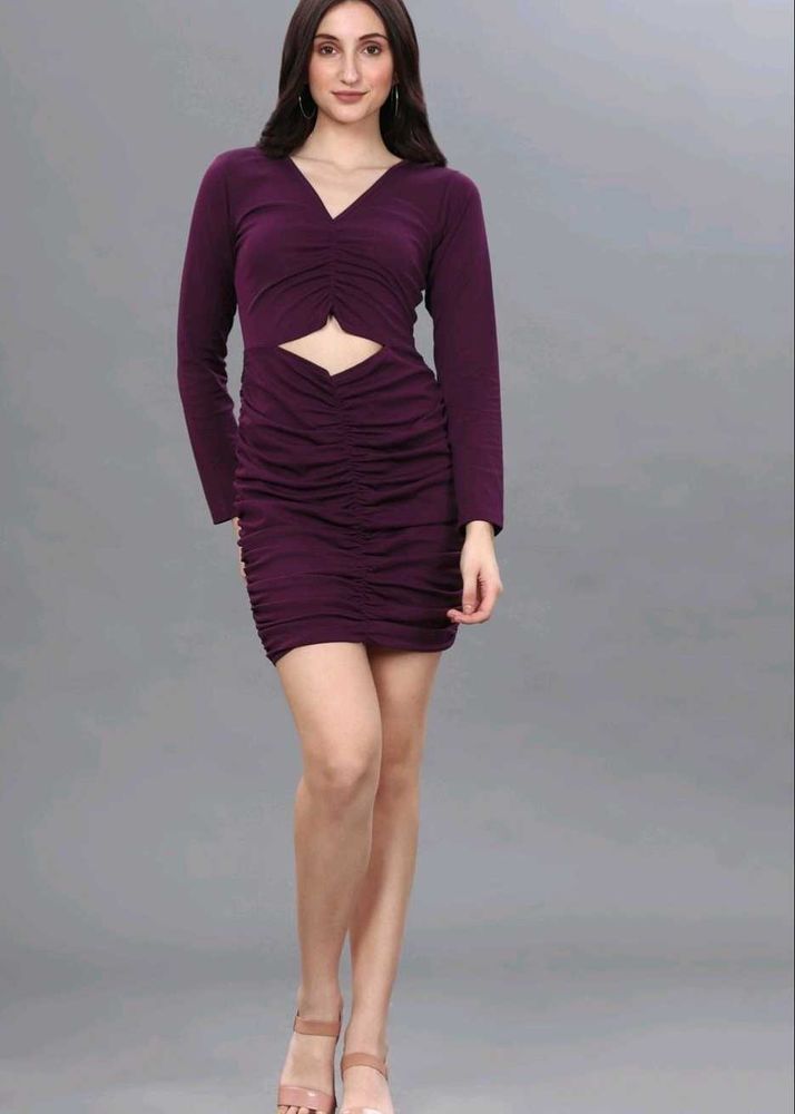 Chic Ruched Cutout V-Neck Mini Dress