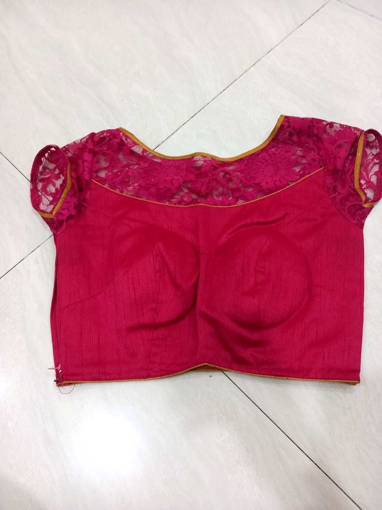 Elegant Pink Lace Saree Blouse