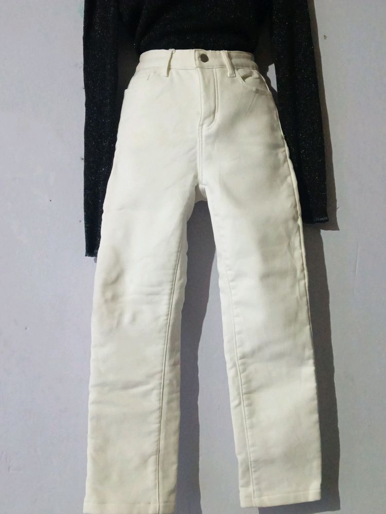 White Strechable Warmer Pant