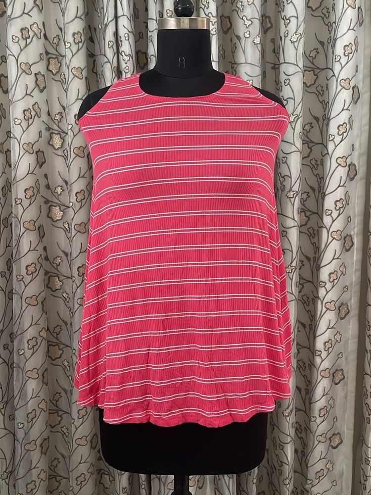 Pink Striped Sleeveless Top