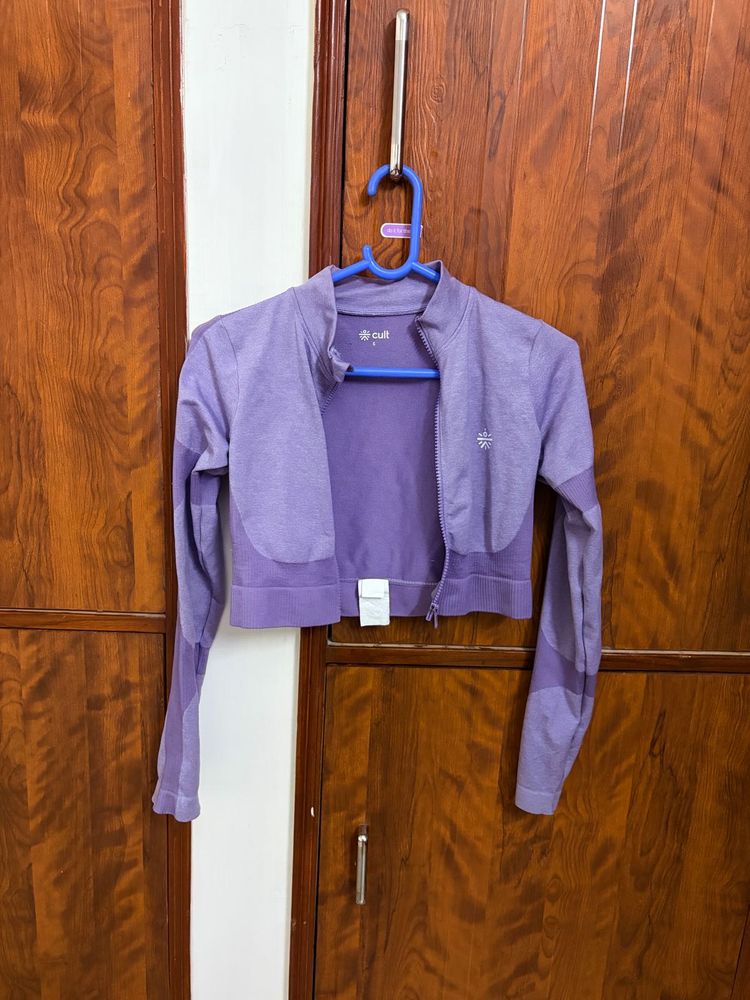 CULT Purple Snug Fit Cropped Zip Jacket (