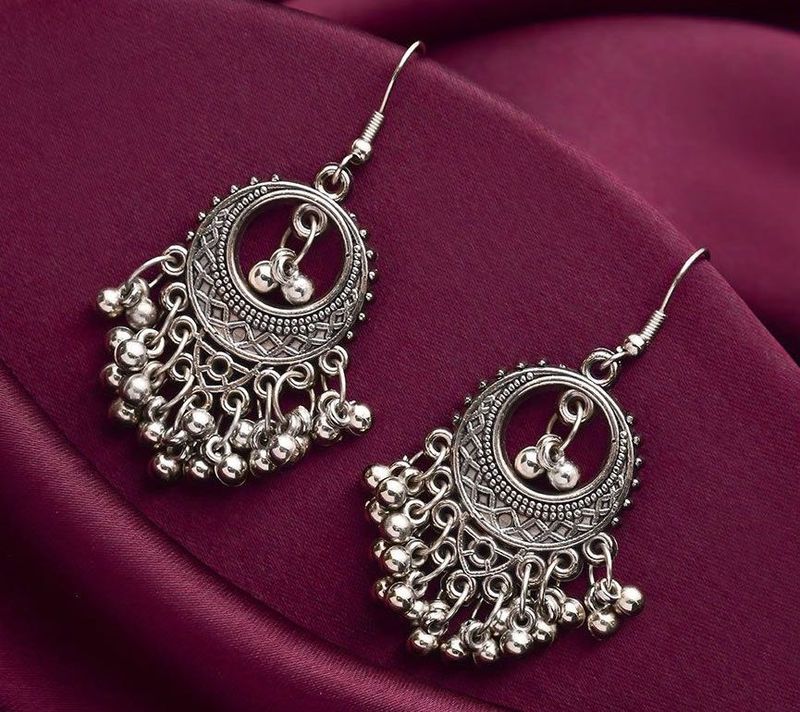 pack of 2 Bohemian Silver Jhumka Earrings