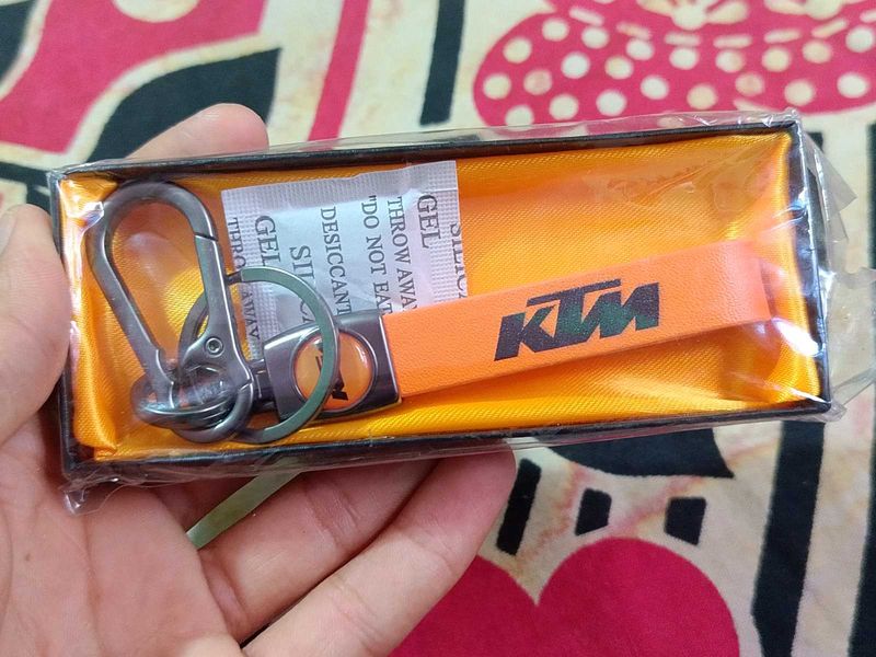 KTM Orange Leather Keychain