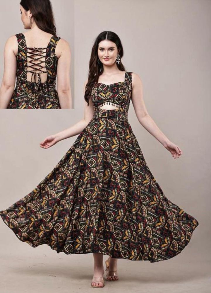 Boho Maxi Dress with Lace-Up Detail