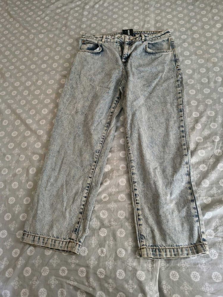 Acid Wash Wide Leg Jeans