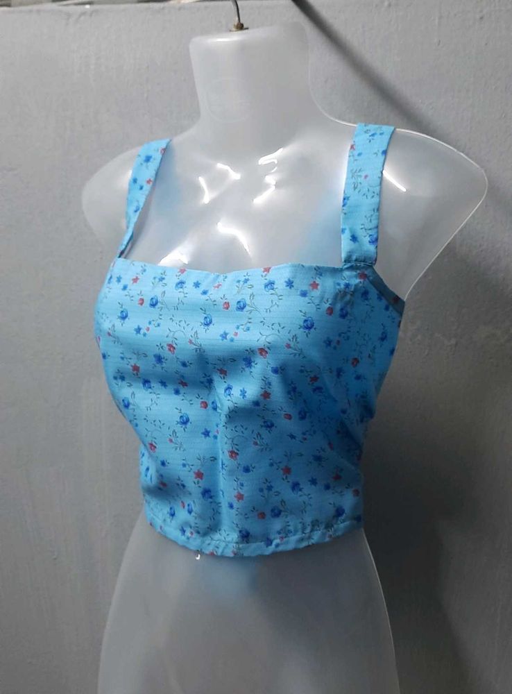 Blue Floral Crop Top