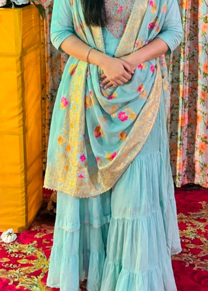 Beautiful Teal Kurta Set with Dupatta