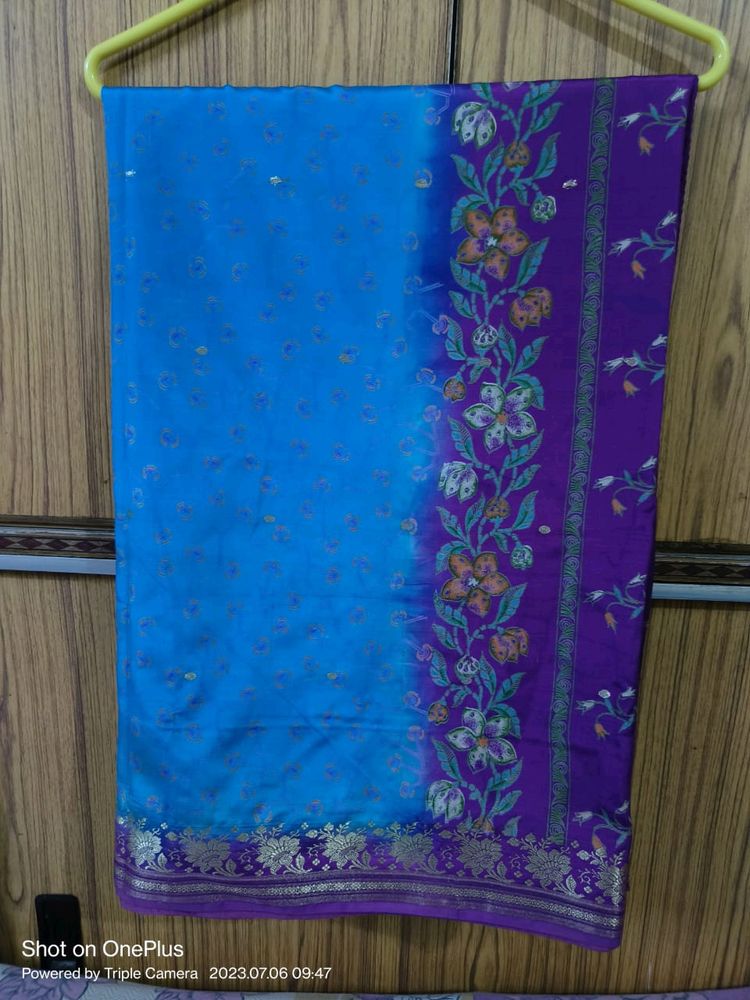 Marzenta And Blue/Firozzi Colour Saree