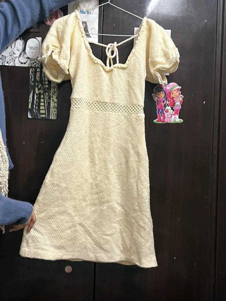 Cute Yellow Dress with Satin Lining