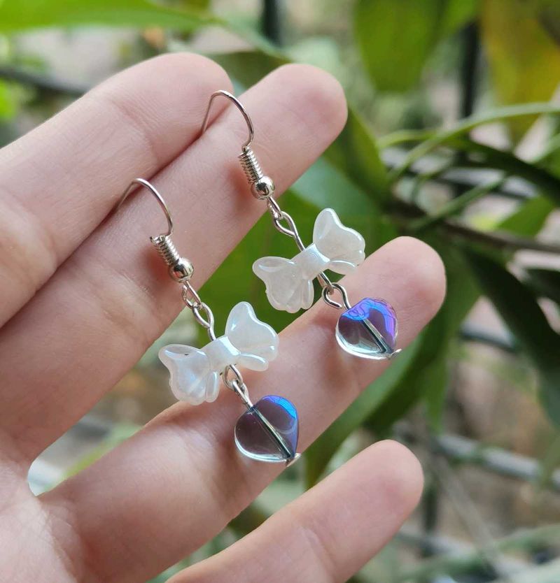 Bow &amp; Heart Dangle Earrings