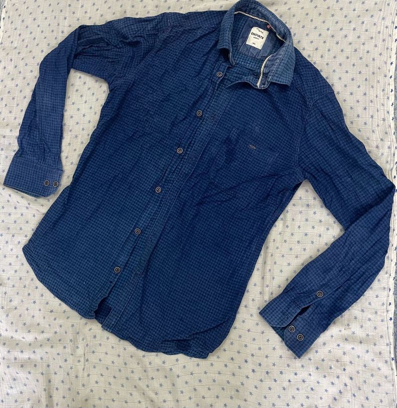 Men's Blue Checkered Full Sleeve Shirt