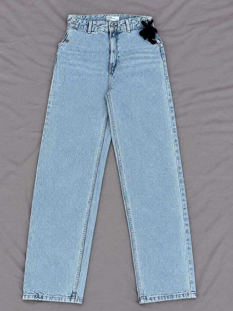 Bershka Light Wash Wide Leg Jeans