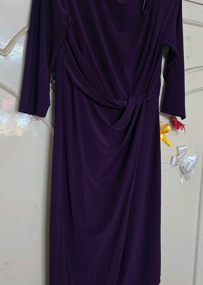 Elegant Purple Draped Dress - Romans UK