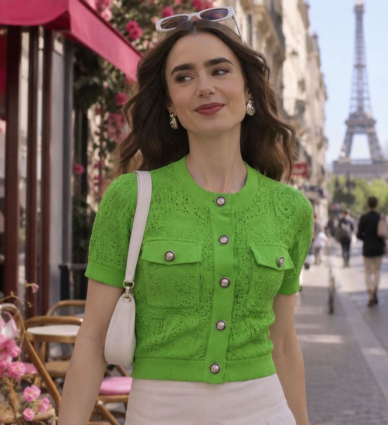 Emily in Paris Coded Green Top