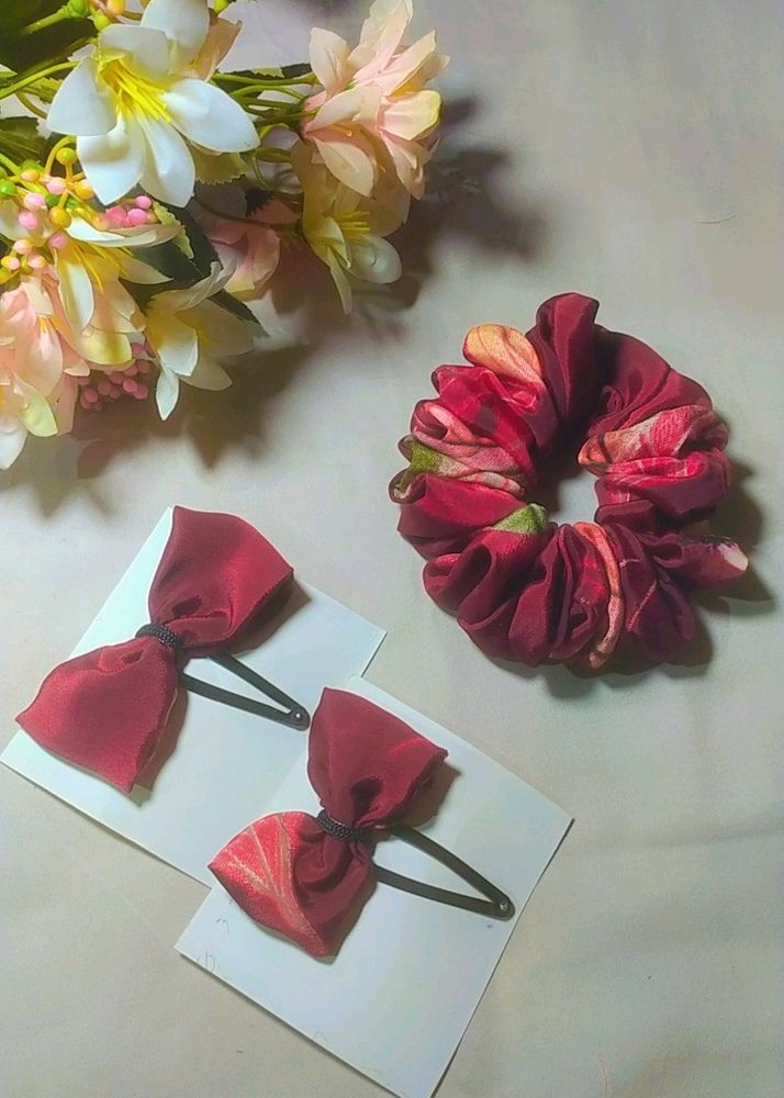Brown Slik Clip Bow Or Scrunchies