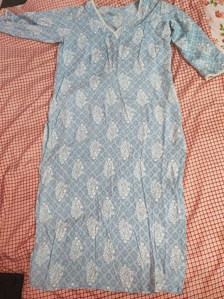 Light Blue Printed Kurta M size