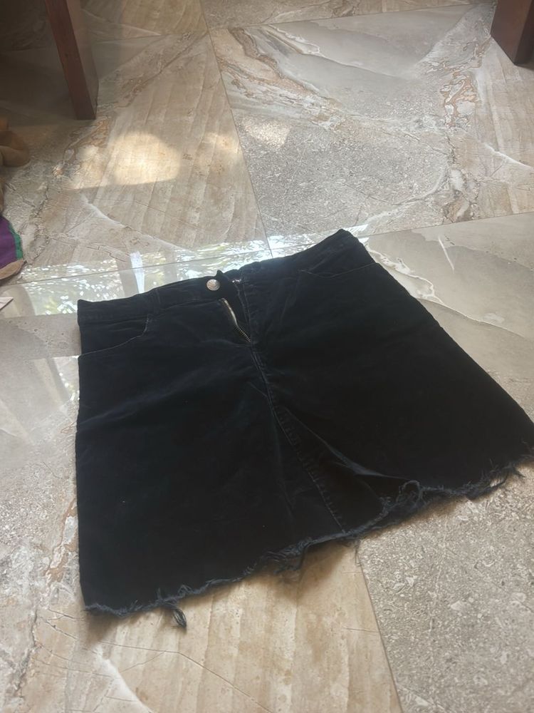 corduroy Black  Mini Skirt