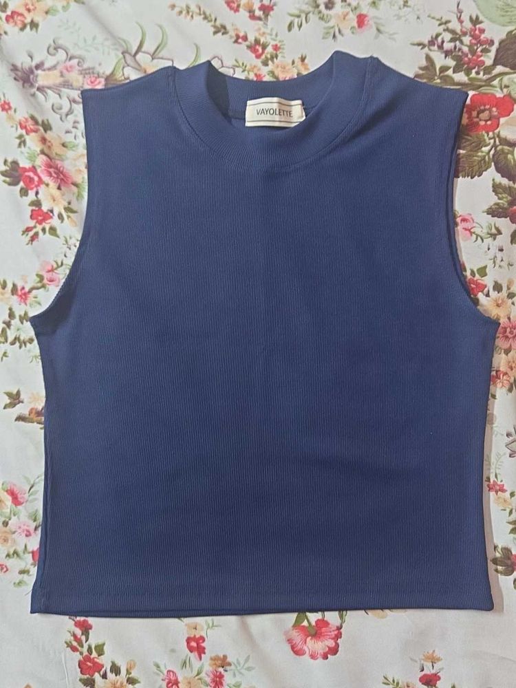 Sleeveless Navy Blue Top
