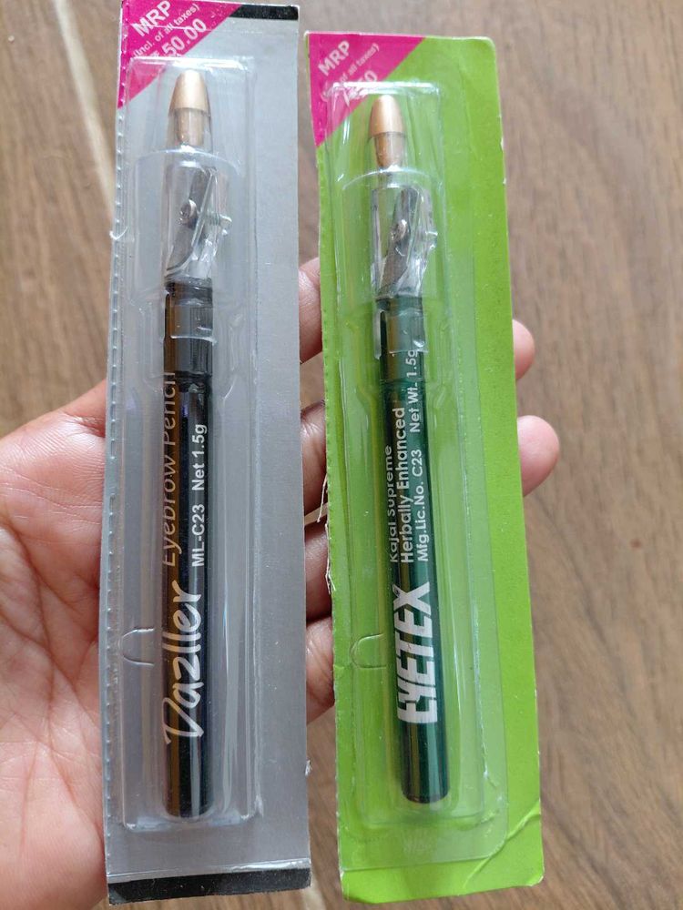 Dazller &amp; Eyetex Eyebrow Pencil Kajal Combo