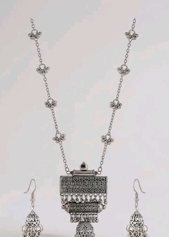 Oxidised Silver Necklace &amp; Earring Set