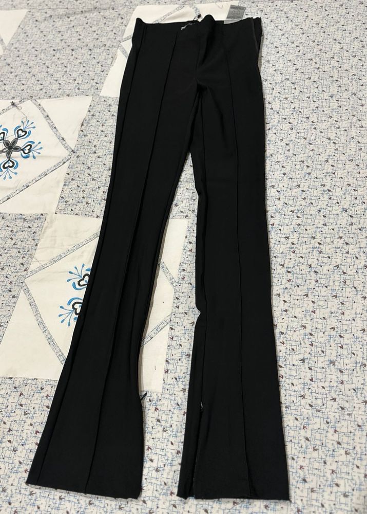 Completely New Black Flare Pants with Side Slits