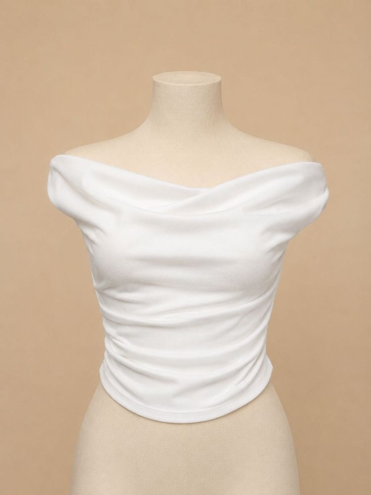 Chic Off-Shoulder Ruched White Top