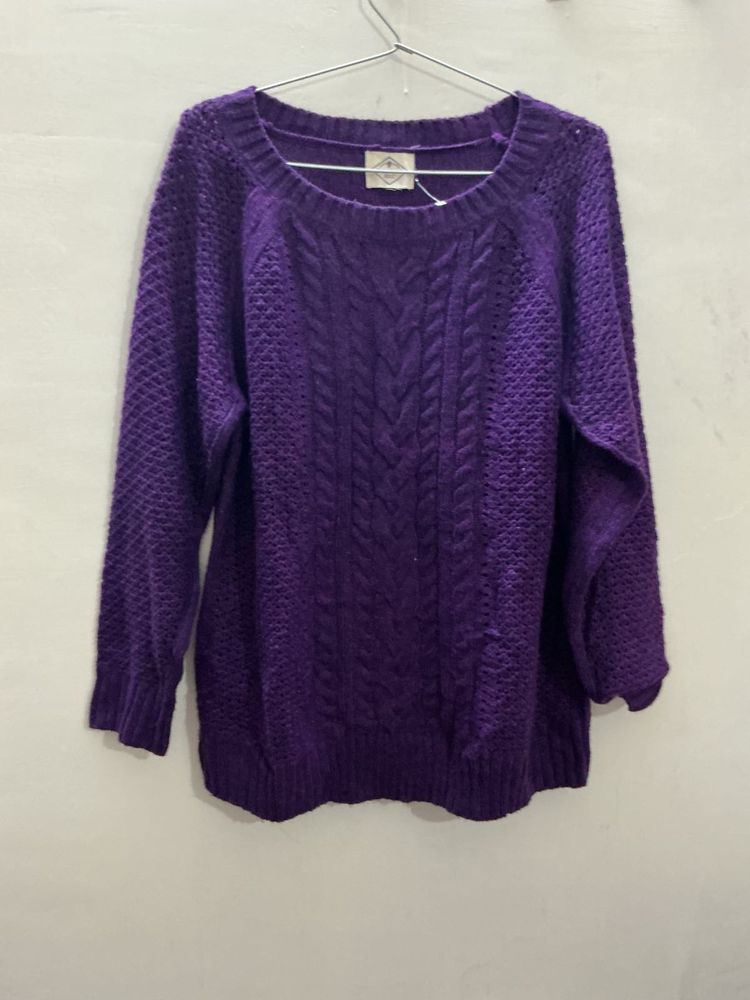 Purple Cable Knit Sweater